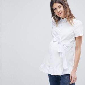ASOS MATERNITY Exclusive Frill Tie Front Top
